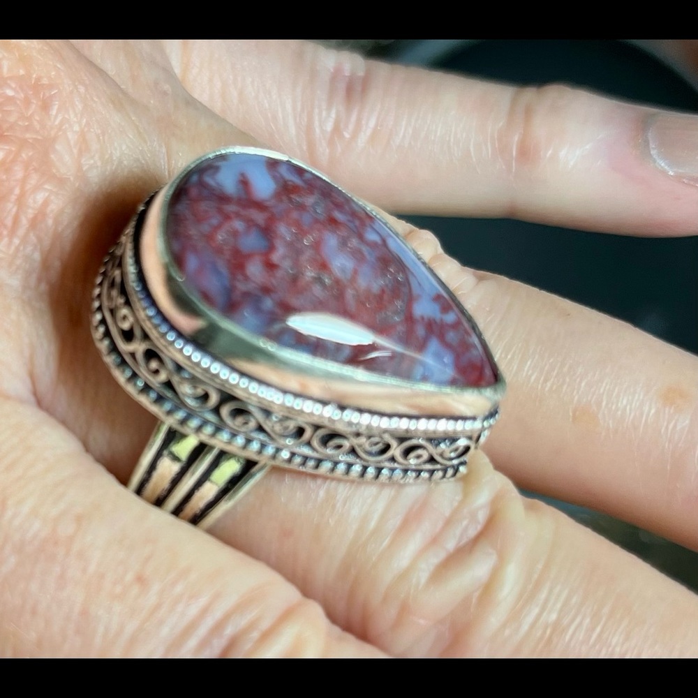 Handmade Sterling Silver Bloodstone ring - Picture 8 of 9